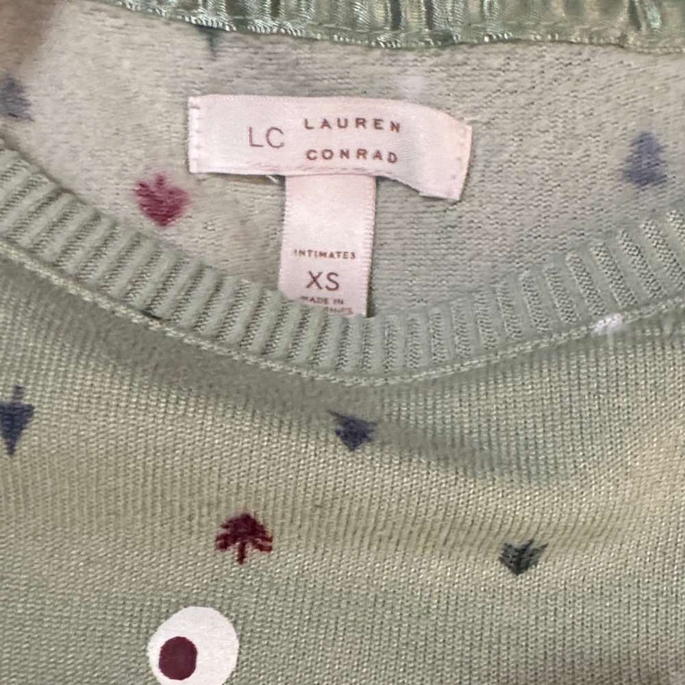 LC Lauren Conrad - Holiday Pajamas - Green with Multicolor Accents - XS or S - Picture 2 of 3